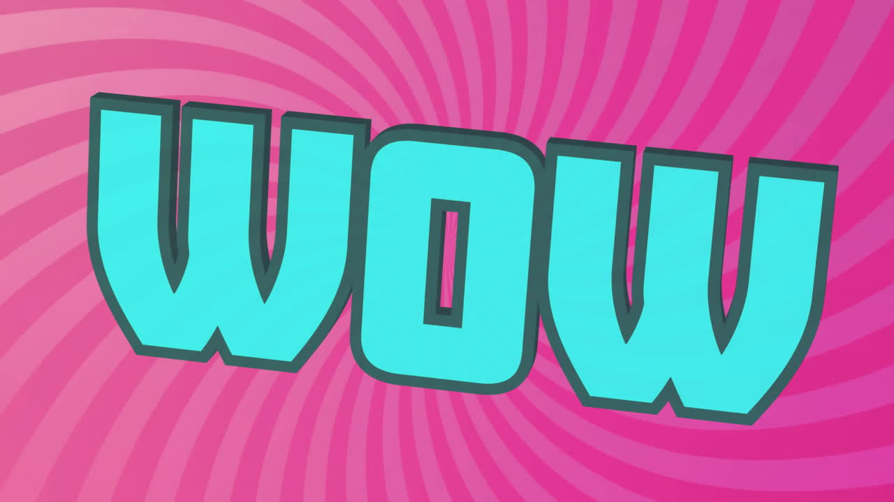 animación del texto wow sobre el fondo de patrón rosa