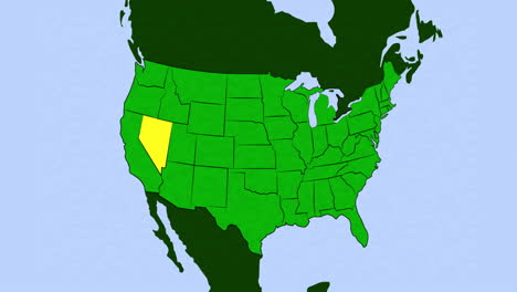 animación 2d del mapa de estados unidos con nevada resaltado