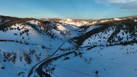 panoramic view of sawtooth mountains and flowing river in sun valley, central idaho