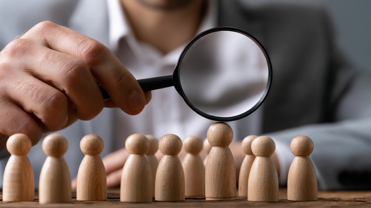 Analyzing a Group of Wooden Figurines: A Focused Examination Through a Magnifying Glass for Enhanced Clarity and Insight into Each Subject's Details