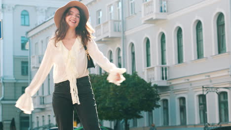 stylish woman walking in the city