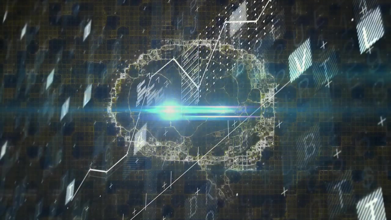 Finance analyst interacting with 3D data sphere in virtual space, highlighting currency charts