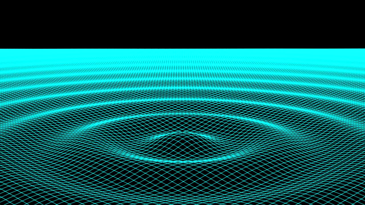 The grid of a drop and rippled surface. 3D Illustration.
