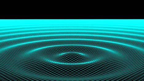 The grid of a drop and rippled surface. 3D Illustration.