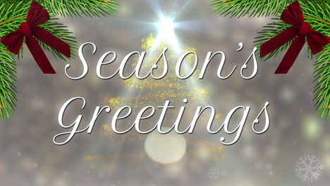 white season's greetings 3d graphic with star and pine branches