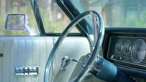 vintage car blue mercury interior