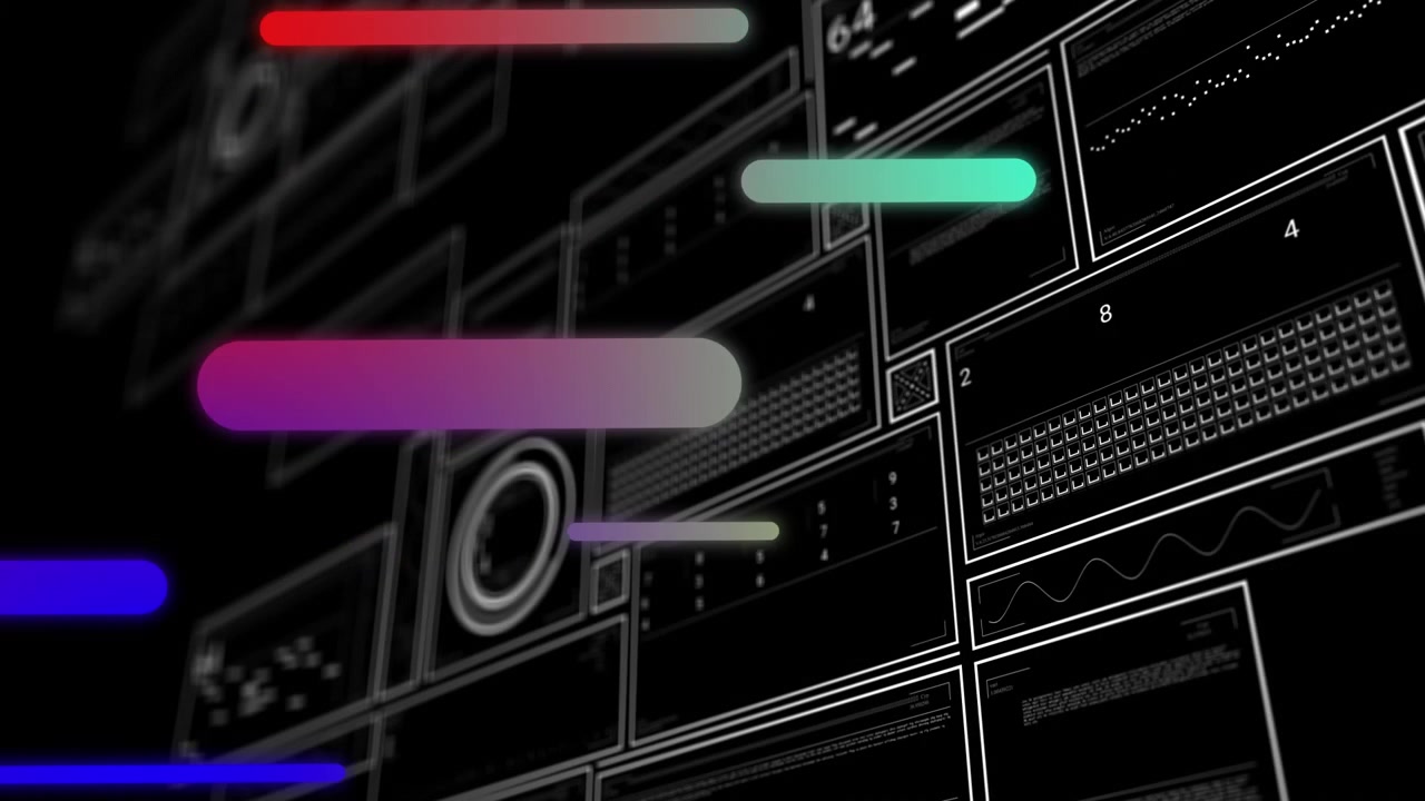 Animation of tubes over tables on black background