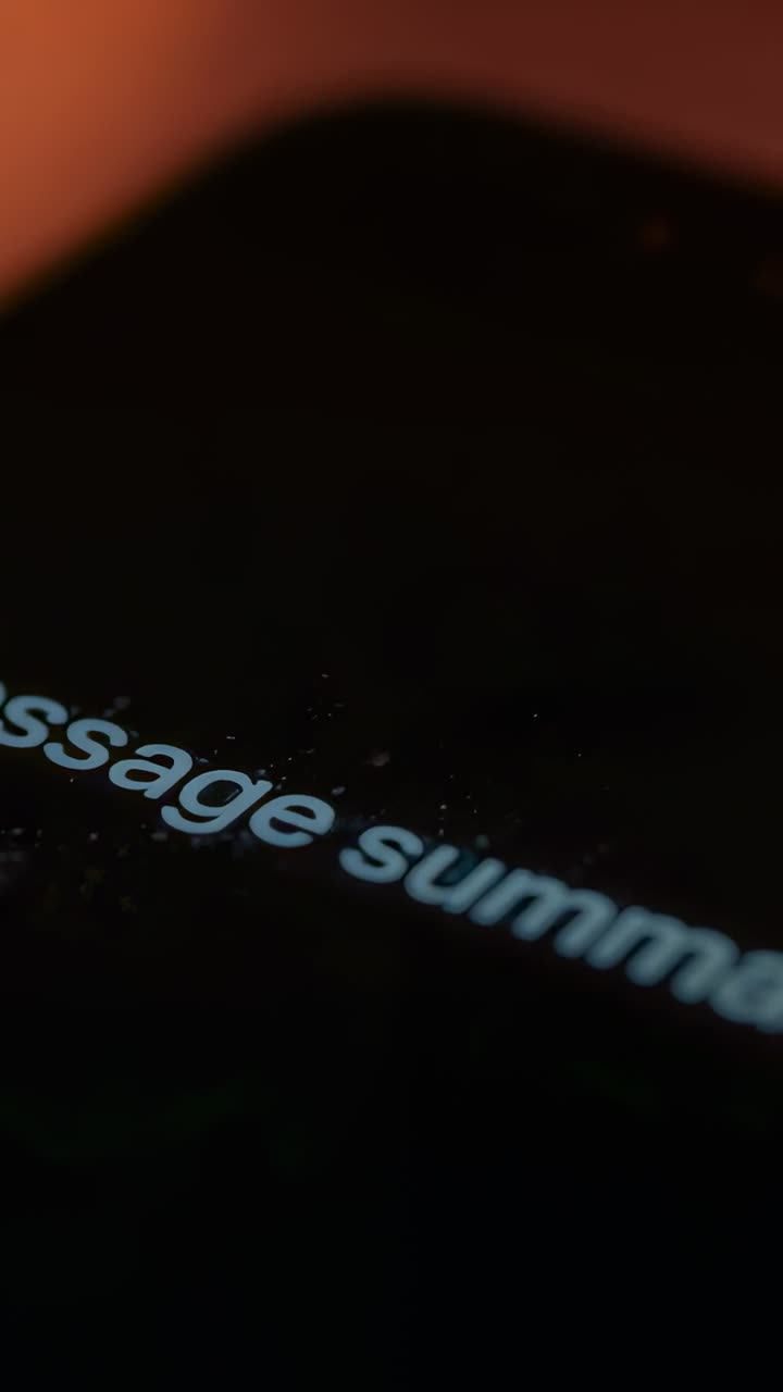Vertical video: Framing phone screen, camera nudging, showing message summar near lamp smudges