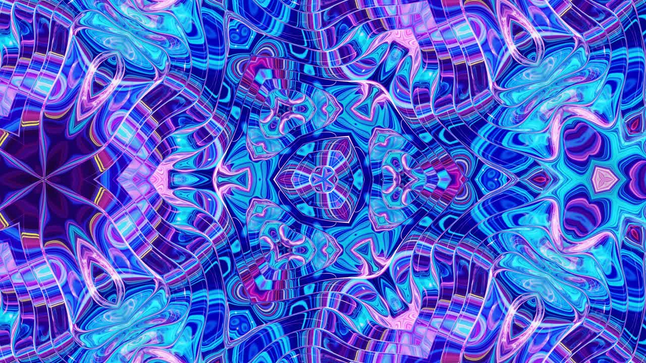 3d elegante abstracto en bucle bg como patrón simétrico ondulado como estructura caleidoscópica con ondas, vidrio líquido multicolor con hermosos colores de gradiente. 4k animado fluido colorido de moda