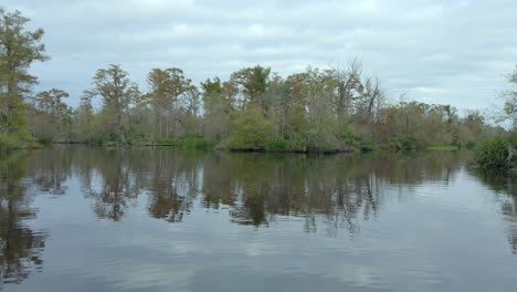 4K-cinematic-footage-of-Swamplands-outside-New-Orleans,-in-Louisiana,-USA