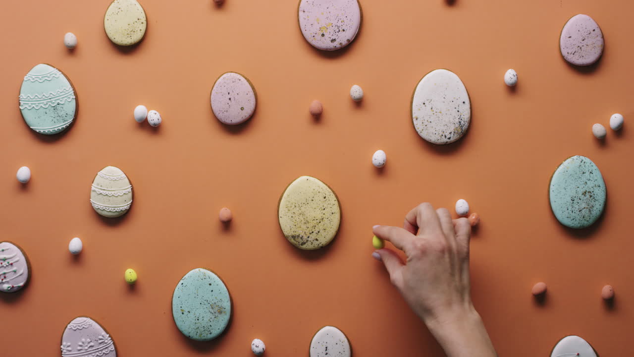 Top View of Quail Eggs and Easter Cookies