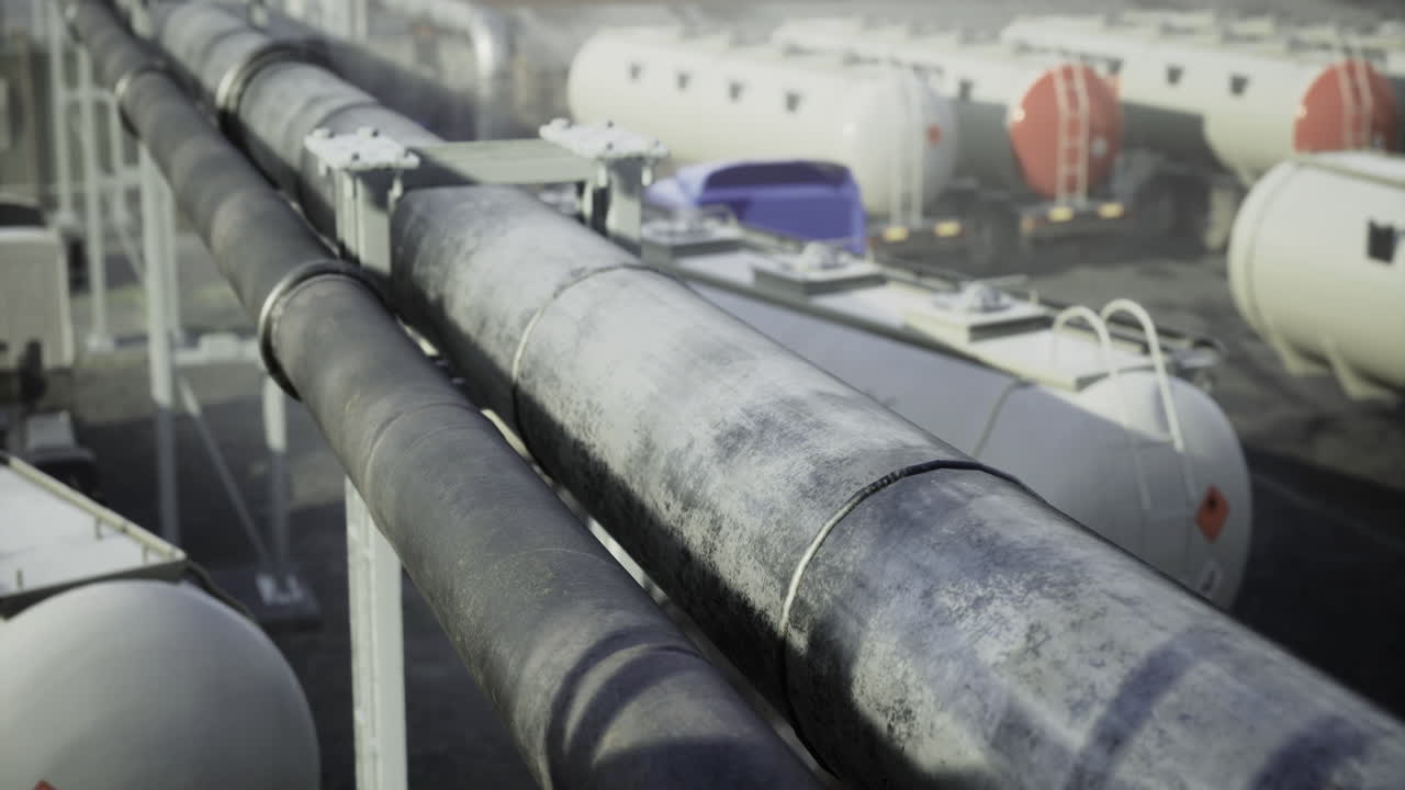Industrial pipeline system in a storage facility during the day