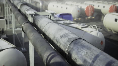 industrial pipeline system in a storage facility during the day