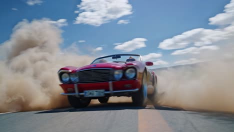 monkey driving a red convertible car