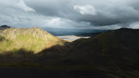 icelandic highlands landscape with dramatic lighting
