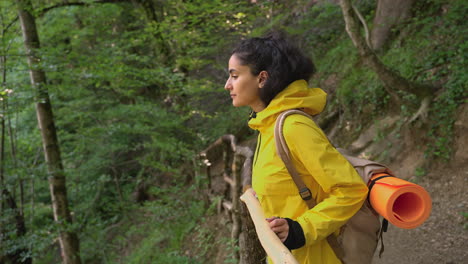 woman hiking in a forest