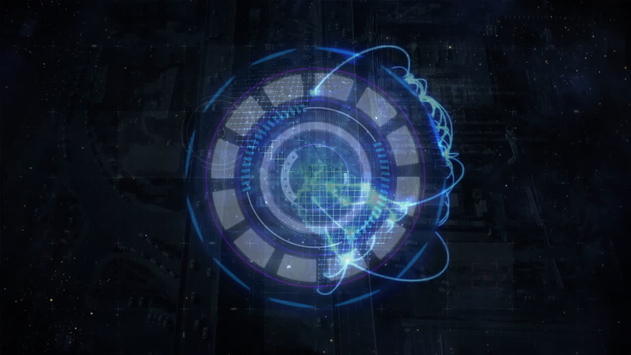 animación del procesamiento de datos sobre un fondo negro