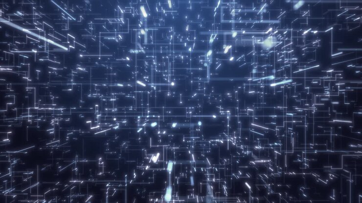 Dati Digitali in Movimento: Rendering 3D Astratto di Tecnologia Scientifica che Trasmette Connettività, Complessità e un Flusso Moderno di Dati