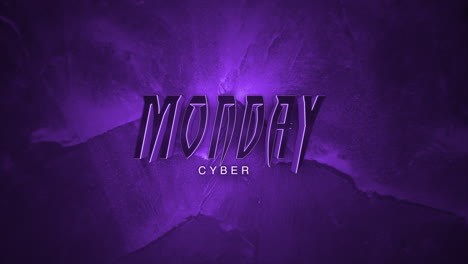 dark monochrome cyber monday text on deep purple gradient