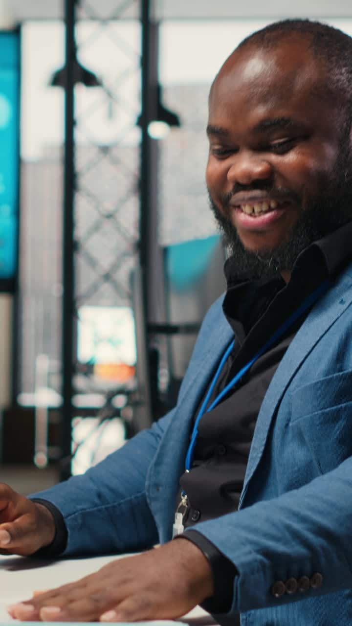 Vertical Video Close up assistant pushing trolley cart with documents and folders from archive