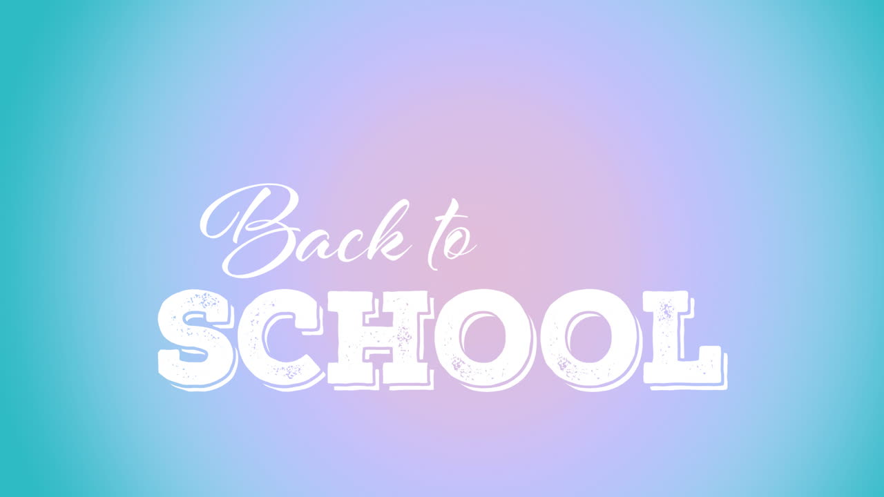 파란색 배경 위에 학교로 돌아가는 텍스트의 애니메이션