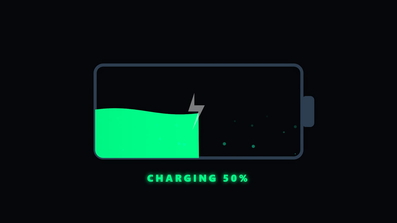 Animazione digitale di ricarica batteria con indicatore di percentuale