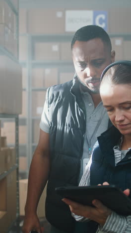 warehouse workers inspecting inventory