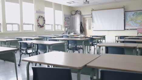 Classroom-education---desks-in-an-empty-school-room