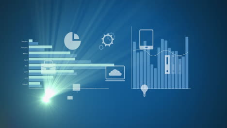 animation of financial data processing over dark background