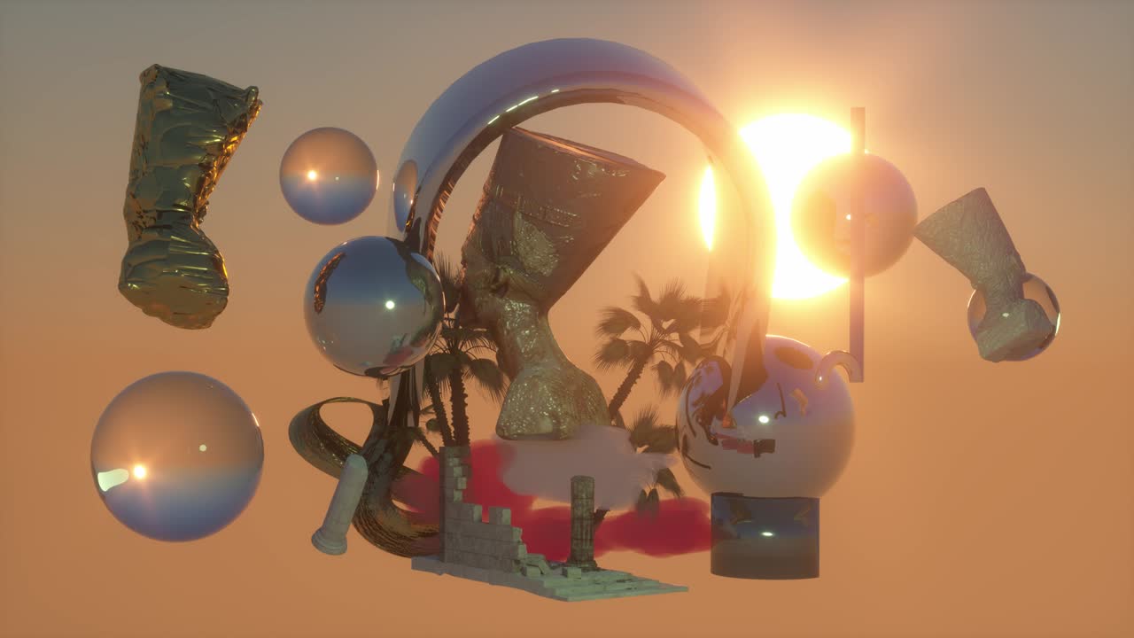 статуя с петлей нефертити египет фараон королева поп-арт стиль фона 3d рендеринг