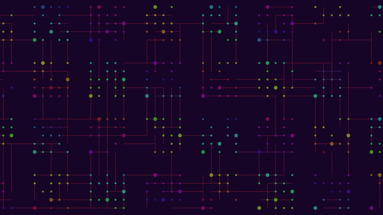 Abstract glowing network connections on dark background, technology data pattern