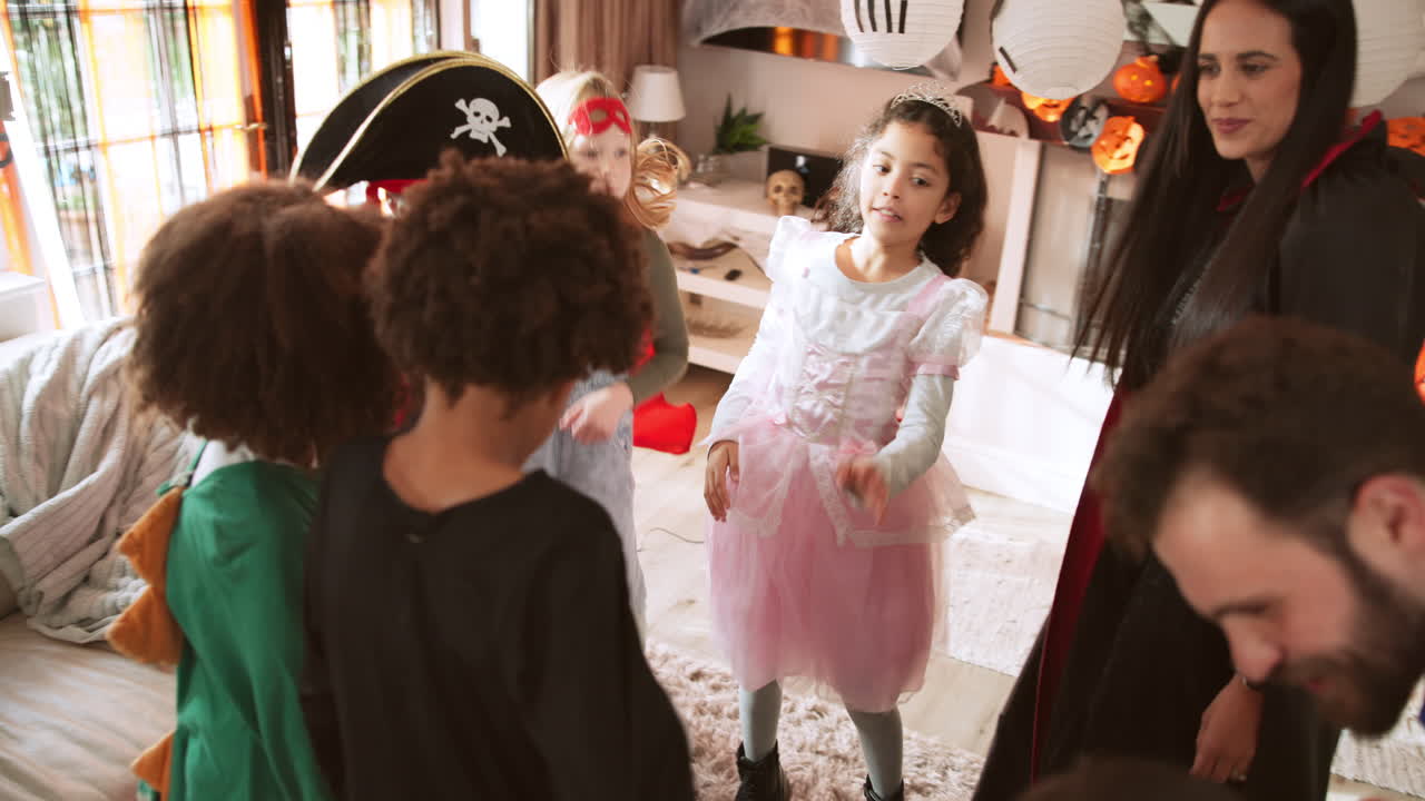 Kids in Costumes at Halloween Party