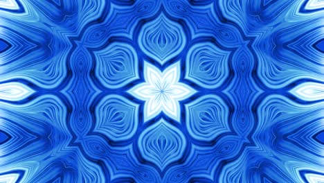 abstract symmetric background with star symmetry. mandala with waves. looped abstract blue liquid background with wavy sparkling pattern, shiny glossy surface. kaleidoscope effect