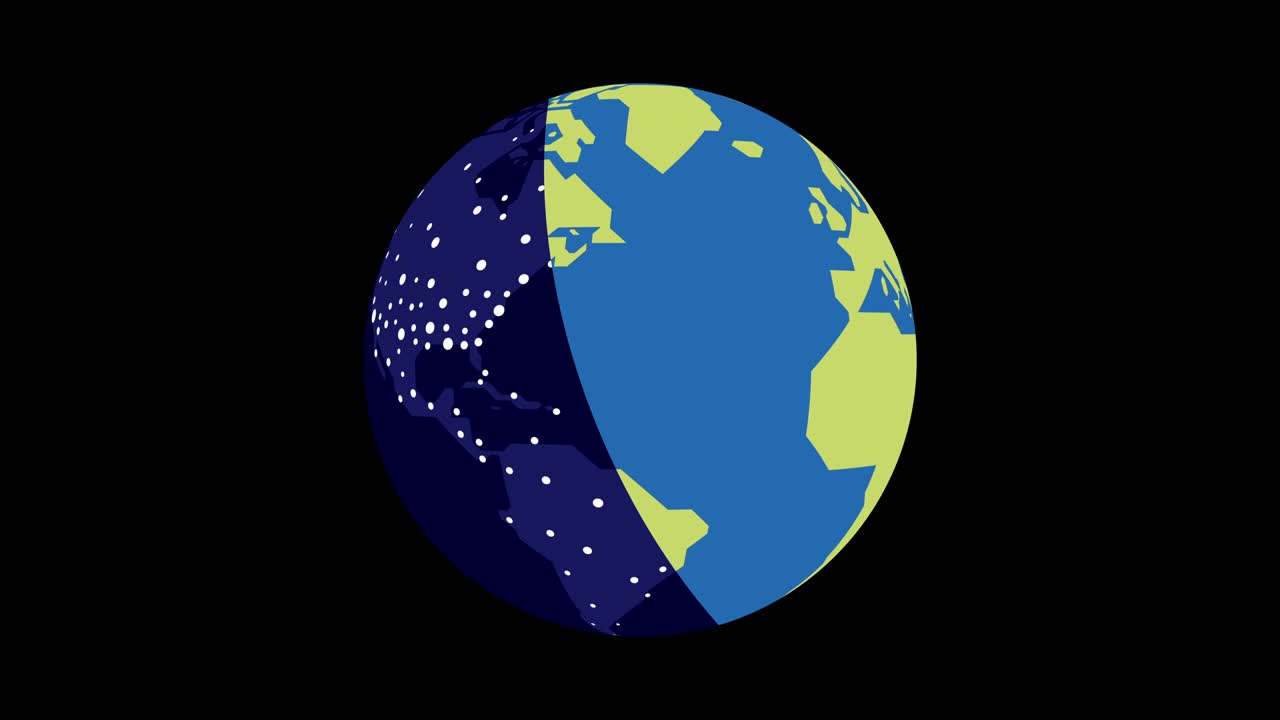 la rotación de la tierra, el día y la noche, el diseño plano