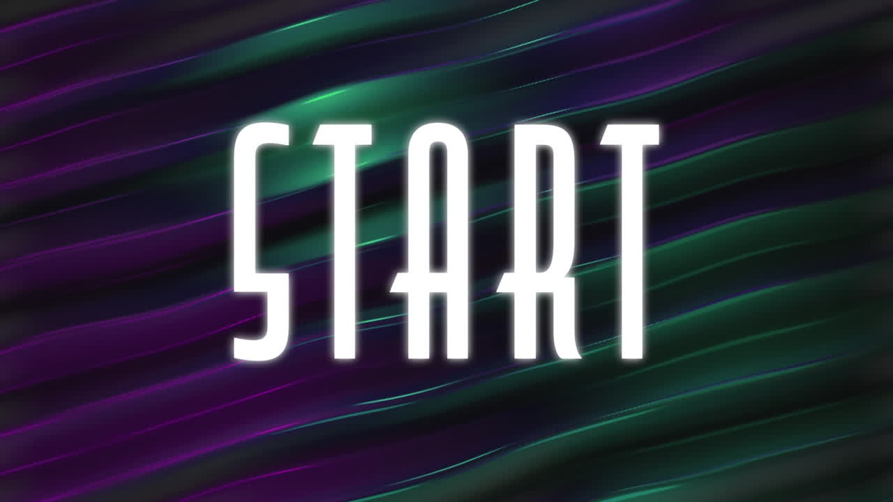Animation of start text in white over green and red rippled background