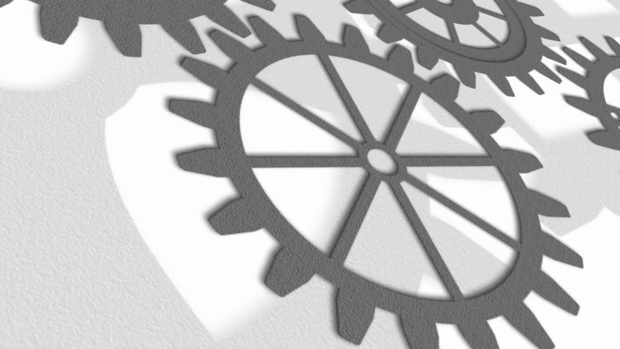 la cámara se desplaza sobre los engranajes grises