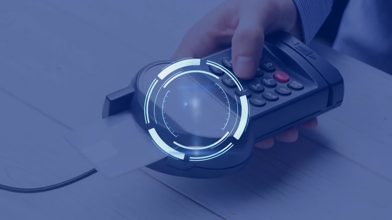 animación del escaneo de alcance sobre el terminal de pago