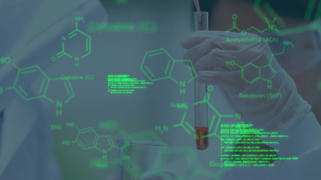 animación del procesamiento de datos en diversos científicos varones y mujeres