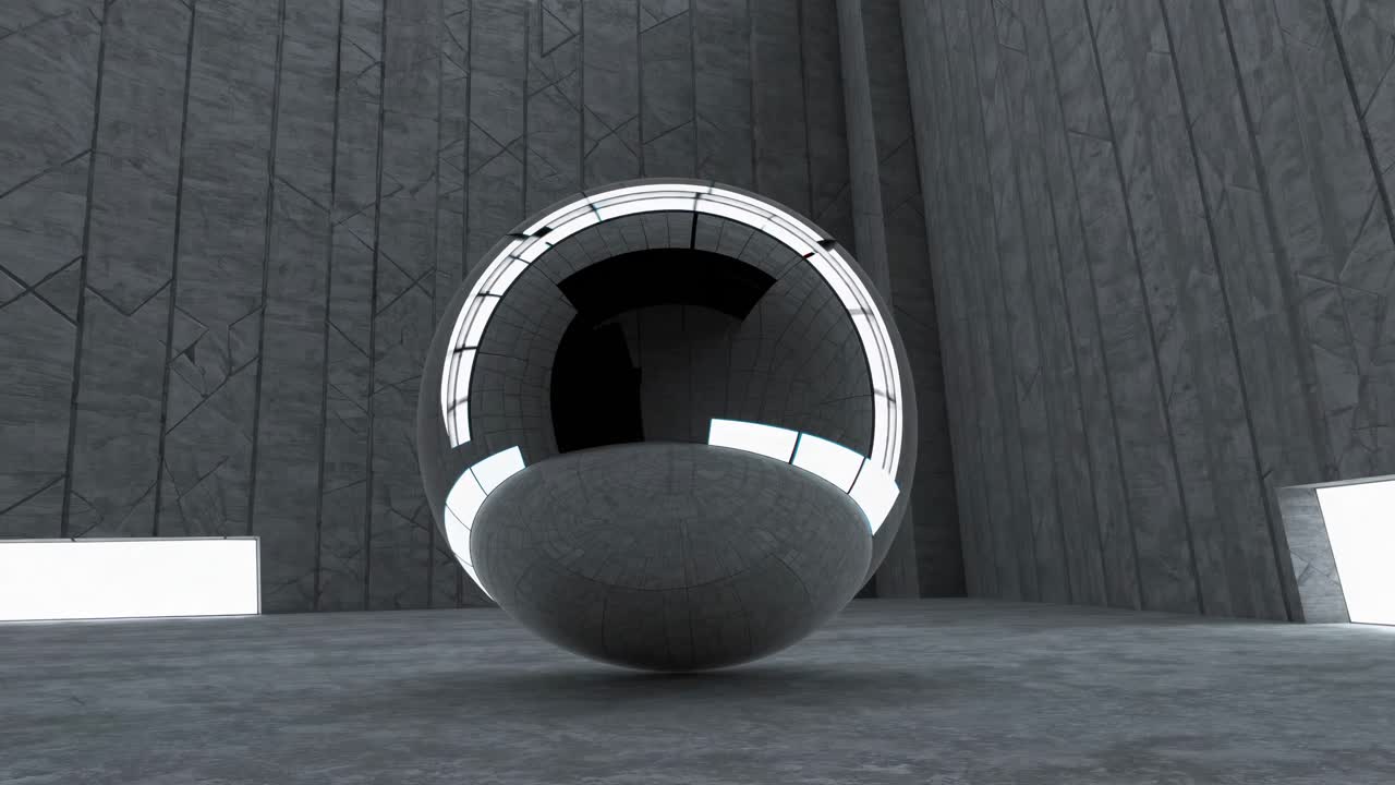 Abstract Interior with Oval Metal Sculpture