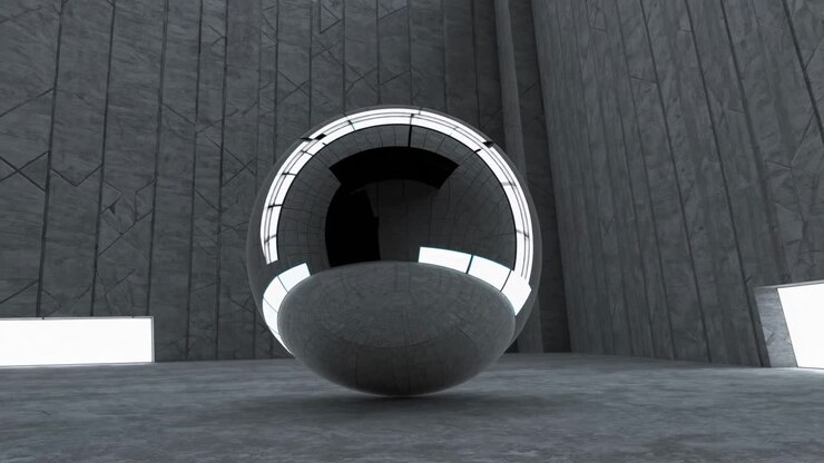Abstract Interior with Oval Metal Sculpture