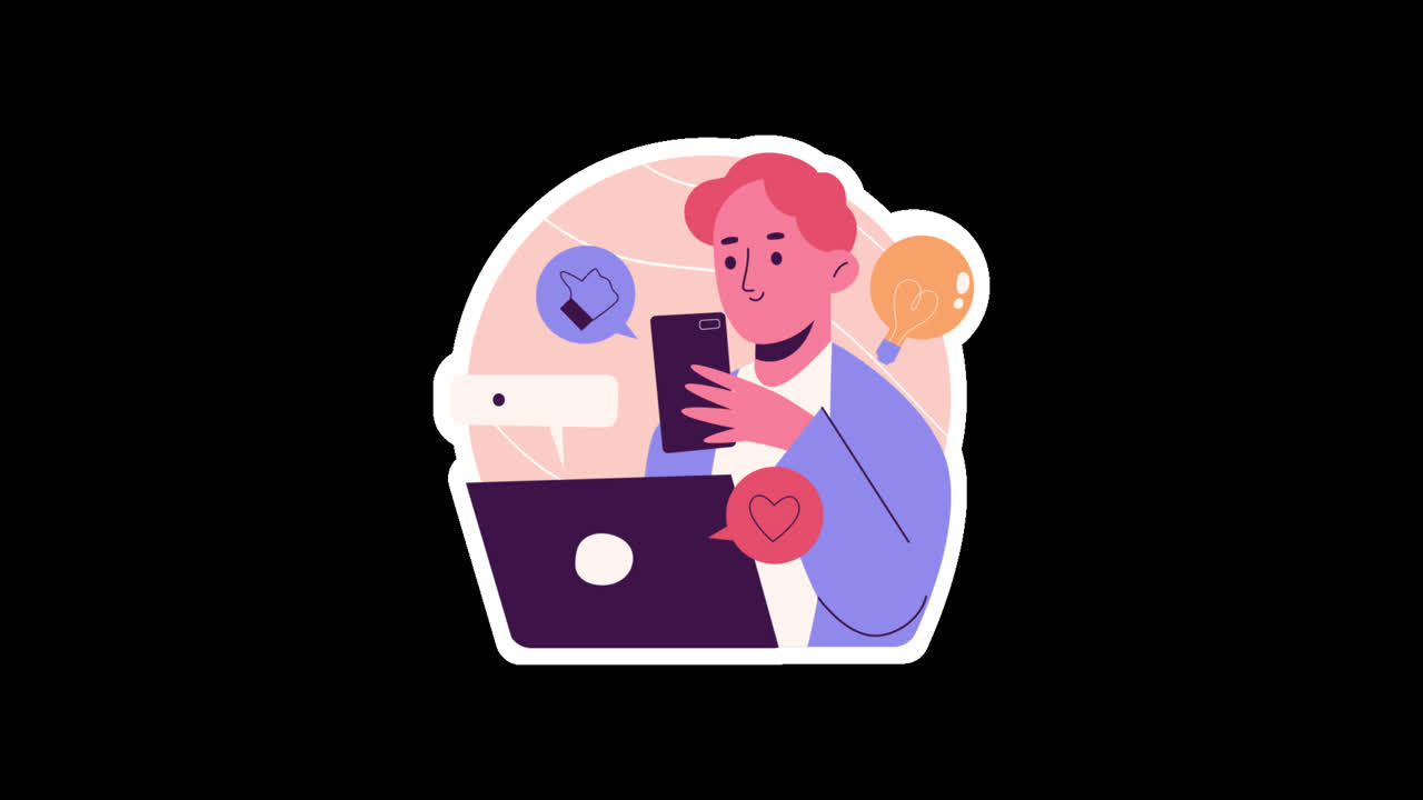 Man Using Mobile Phone and Laptop