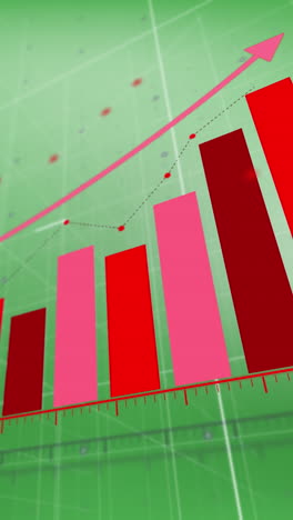 animation of financial data processing over green background