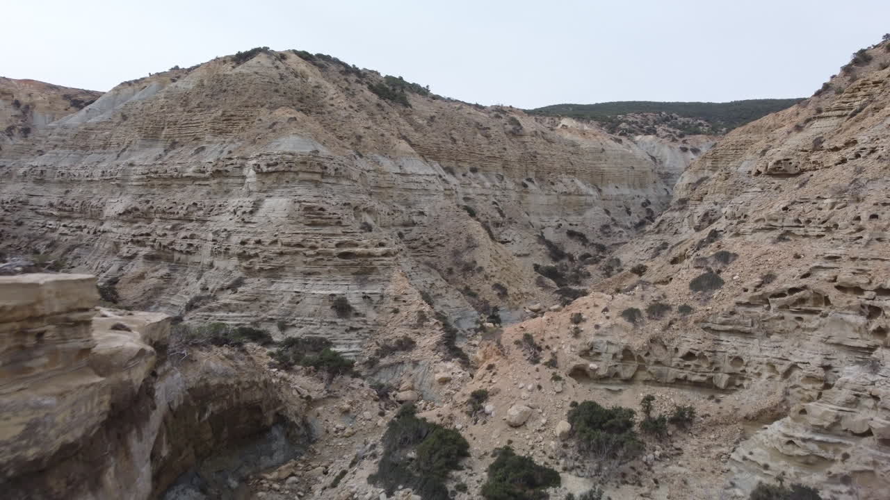 바위 협곡 산, gavdos 섬, 그리스 위의 공중보기