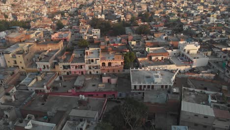 drone shoot of indian city, jaipur at sunset ii