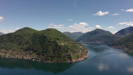 aerial view of lake lugano from porto ceresio