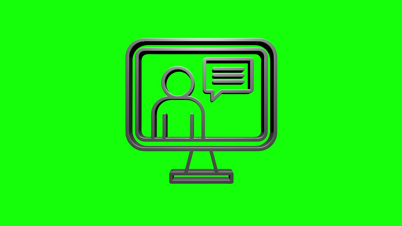 redes sociales diseño de íconos de plata 3d. contorno del ícono web. gráficos en movimiento.