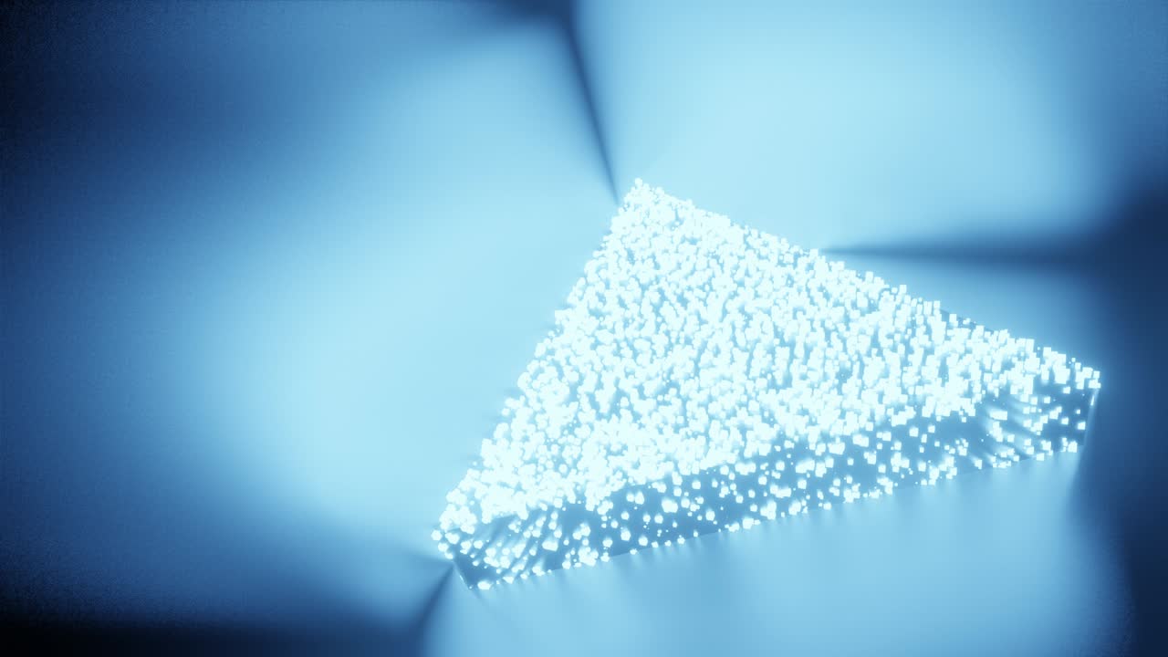 미래의 입자 3d 렌더링, 큐브 다각형 패턴, 기술 스타트업, 검은색 배경에 컨셉 디자인, 복사 공간과 함께 4k 애니메이션