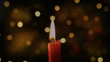 animación digital de una vela ardiente contra manchas de luz doradas brillantes en el fondo