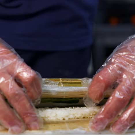 sushi cooking process at restaurant