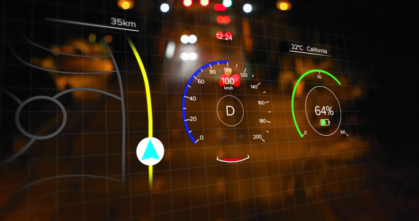 Animazione di interfaccia auto su auto in strada